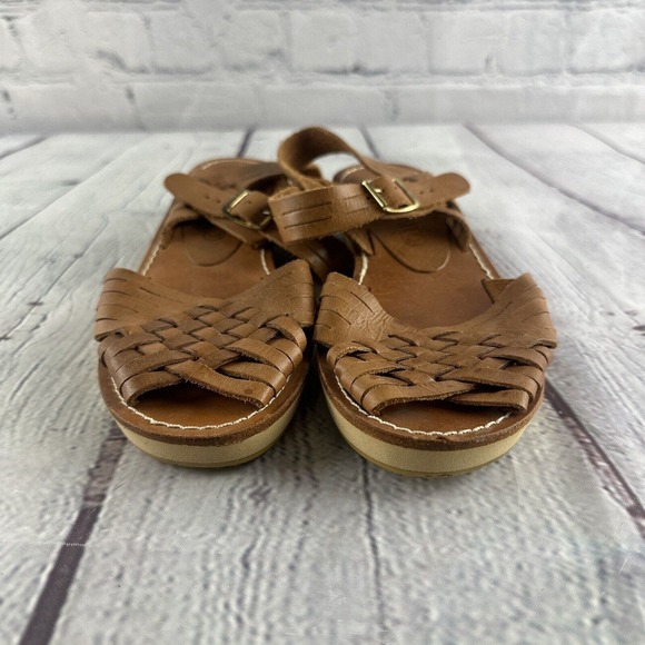 Rapallo Genuine Leather Slingback Brown Woven 528-22526-528-9500 Sandals Size 5M - Picture 2 of 10